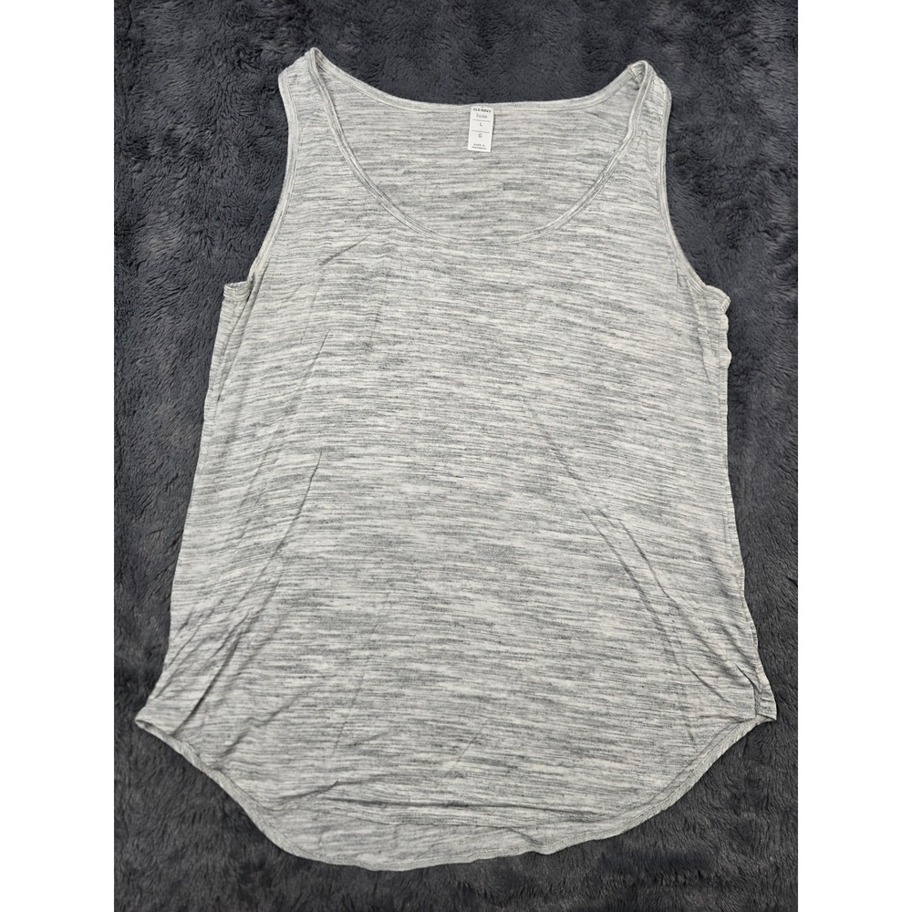 Old Navy Luxe Tank Top Womens Large Grey Heathered Space Dye Curved‎ Scoop Neck